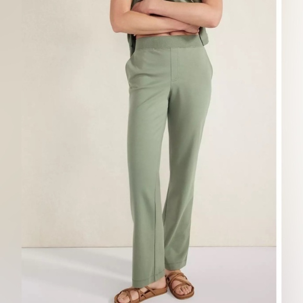 Haven Well Within Organic Cotton Interlock Boot Ankle Pants Green Pockets Size L